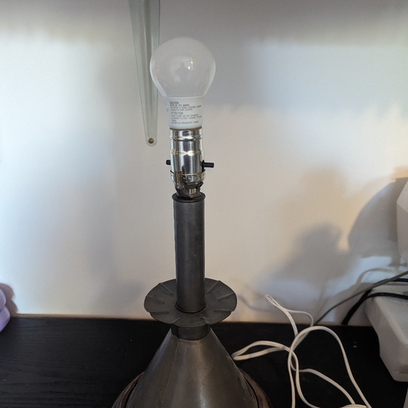 Punched Tin Lamp 22 inches tall. Working push switch and long cord and plug. - Picture 3 of 6